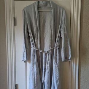 notPERFECTLINEN Prototype Housecoat; Ice Blue; Size Small